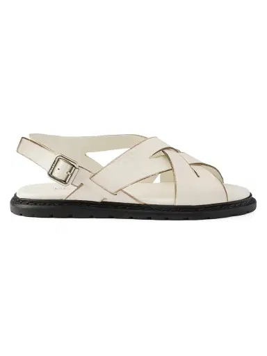 Prada Women's Antiqued Leather Sandals - White | Thumbnail 1 Prada Women's Antiqued Leather Sandals - White | Thumbnail 1