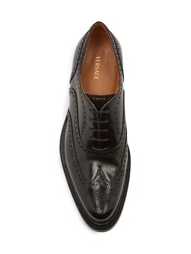 Versace Men's Brogue Leather Oxford Loafers | Thumbnail 4 Versace Men's Brogue Leather Oxford Loafers | Thumbnail 4