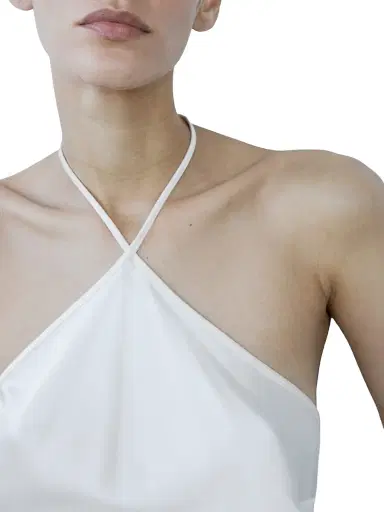 The New Arrivals Ilkyaz Ozel Women's Blanca Satin Fringe-Trim Midi-Dress - Crema | Thumbnail 2 The New Arrivals Ilkyaz Ozel Women's Blanca Satin Fringe-Trim Midi-Dress - Crema | Thumbnail 2