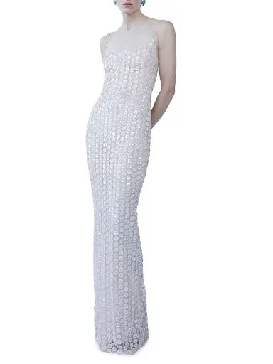 The New Arrivals Ilkyaz Ozel Women's Isis Floral Sequined Slip Gown - Rose Fusion | Thumbnail 1 The New Arrivals Ilkyaz Ozel Women's Isis Floral Sequined Slip Gown - Rose Fusion | Thumbnail 1