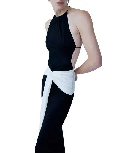 The New Arrivals Ilkyaz Ozel Women's Euphorie Jersey Halter Gown - Raven | Thumbnail 2 The New Arrivals Ilkyaz Ozel Women's Euphorie Jersey Halter Gown - Raven | Thumbnail 2
