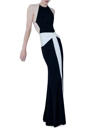 The New Arrivals Ilkyaz Ozel Women's Euphorie Jersey Halter Gown - Raven | Thumbnail 1 The New Arrivals Ilkyaz Ozel Women's Euphorie Jersey Halter Gown - Raven | Thumbnail 1