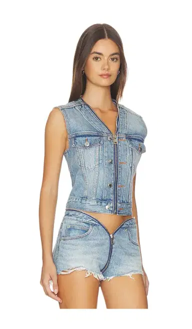 Alexander Wang Dipped V Trucker Vest | Thumbnail 2 Alexander Wang Dipped V Trucker Vest | Thumbnail 2