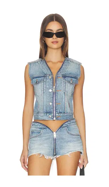 Alexander Wang Dipped V Trucker Vest | Thumbnail 1 Alexander Wang Dipped V Trucker Vest | Thumbnail 1