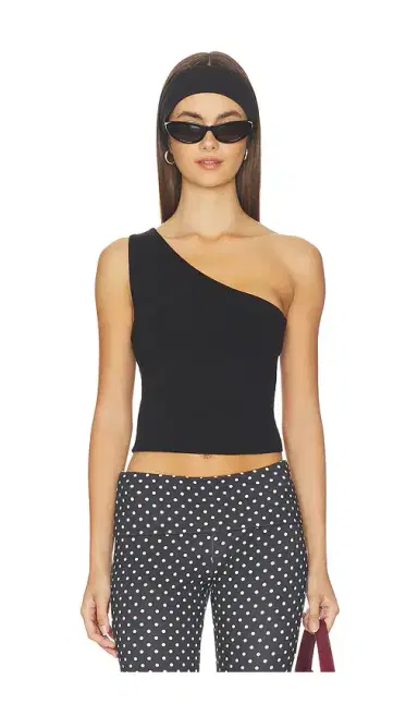 Good American Super Stretch One Shoulder Tank Top | Thumbnail 1 Good American Super Stretch One Shoulder Tank Top | Thumbnail 1
