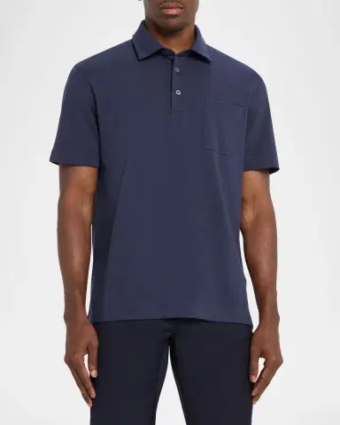 Zegna Men's Pique Polo Shirt with Leather-Trim Pocket | Thumbnail 8 Zegna Men's Pique Polo Shirt with Leather-Trim Pocket | Thumbnail 8