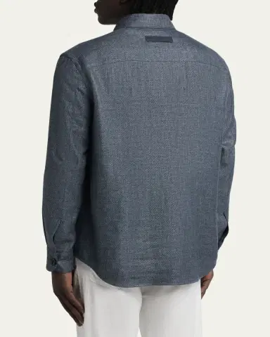 ZEGNA Men's Cashmere Linen and Silk Overshirt | Thumbnail 3 ZEGNA Men's Cashmere Linen and Silk Overshirt | Thumbnail 3