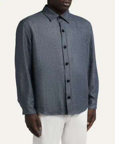 ZEGNA Men's Cashmere Linen and Silk Overshirt | Thumbnail 4 ZEGNA Men's Cashmere Linen and Silk Overshirt | Thumbnail 4