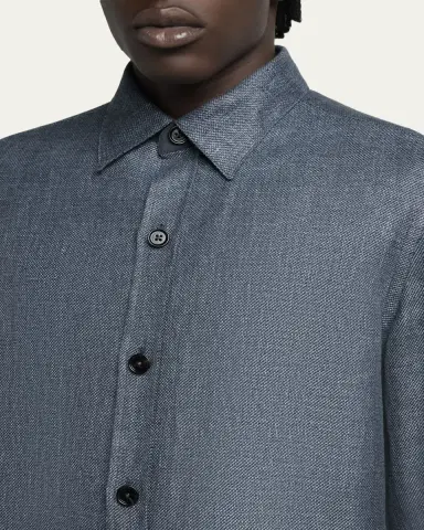 ZEGNA Men's Cashmere Linen and Silk Overshirt | Thumbnail 5 ZEGNA Men's Cashmere Linen and Silk Overshirt | Thumbnail 5