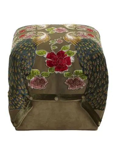 Haute House Peacock Cube Ottoman | Thumbnail 1 Haute House Peacock Cube Ottoman | Thumbnail 1