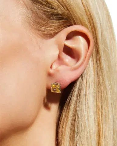 Fantasia by DeSerio 5.0 TCW Canary Cubic Zirconia Stud Earrings | Thumbnail 2 Fantasia by DeSerio 5.0 TCW Canary Cubic Zirconia Stud Earrings | Thumbnail 2