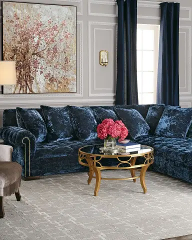 Haute House Divine Crushed Velvet Right Chaise Sectional, 116" | Thumbnail 2 Haute House Divine Crushed Velvet Right Chaise Sectional, 116" | Thumbnail 2