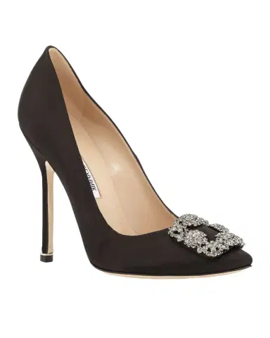 Manolo Blahnik Hangisi 115mm Satin Crystal-Toe Pump | Thumbnail 1 Manolo Blahnik Hangisi 115mm Satin Crystal-Toe Pump | Thumbnail 1