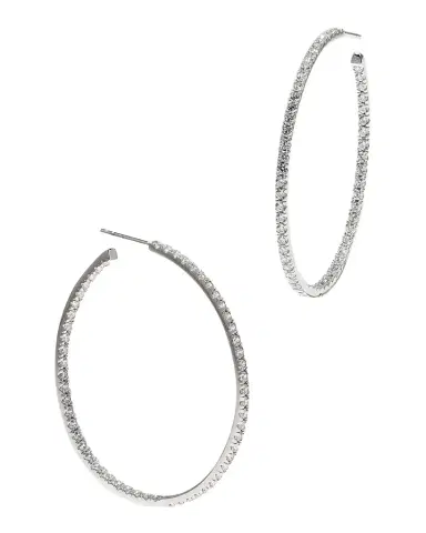 Fantasia by DeSerio 18K Gold-Plated Sterling Silver Cubic Zirconia Hoop Earrings | Thumbnail 1 Fantasia by DeSerio 18K Gold-Plated Sterling Silver Cubic Zirconia Hoop Earrings | Thumbnail 1
