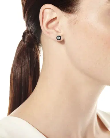 Nikos Koulis 18k Oui Diamond & Black Enamel Stud Earrings | Thumbnail 2 Nikos Koulis 18k Oui Diamond & Black Enamel Stud Earrings | Thumbnail 2