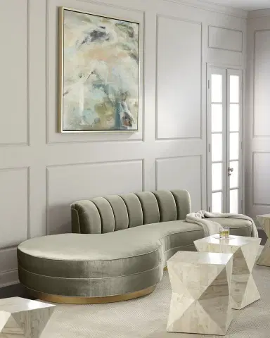 Haute House Layla Channel Tufted Curved Sofa 121" | Thumbnail 3 Haute House Layla Channel Tufted Curved Sofa 121" | Thumbnail 3
