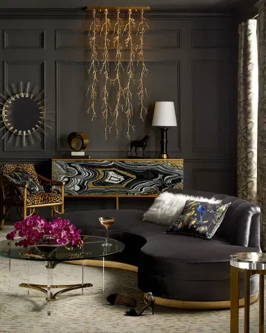 Haute House Layla Channel Tufted Curved Sofa 121" | Thumbnail 4 Haute House Layla Channel Tufted Curved Sofa 121" | Thumbnail 4