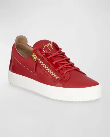 Giuseppe Zanotti Men's London Double-Zip Leather Low-Top Sneakers | Thumbnail 2 Giuseppe Zanotti Men's London Double-Zip Leather Low-Top Sneakers | Thumbnail 2