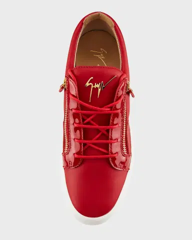 Giuseppe Zanotti Men's London Double-Zip Leather Low-Top Sneakers | Thumbnail 4 Giuseppe Zanotti Men's London Double-Zip Leather Low-Top Sneakers | Thumbnail 4