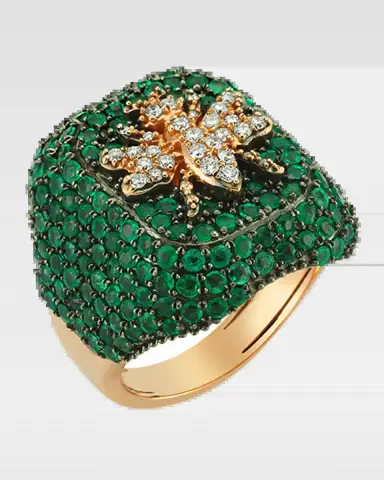 Bee Goddess 14k Rose Gold Queen Bee Ring with Emeralds, Size 7 | Thumbnail 2 Bee Goddess 14k Rose Gold Queen Bee Ring with Emeralds, Size 7 | Thumbnail 2