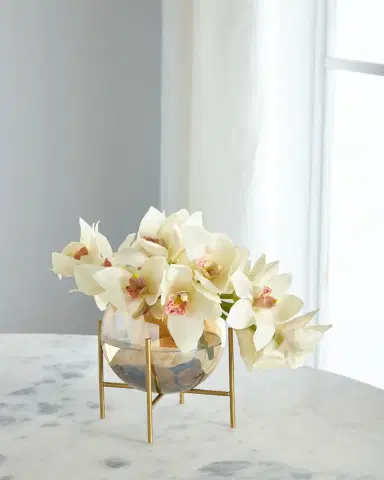 John-Richard Collection Cymbidium Orchid Glow in Glass Bowl | Thumbnail 1 John-Richard Collection Cymbidium Orchid Glow in Glass Bowl | Thumbnail 1