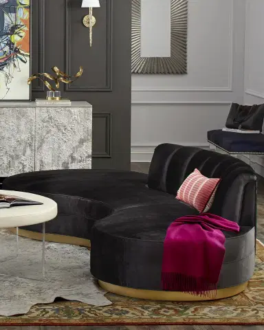 Haute House Layla Channel Tufted Curved Sofa 121" | Thumbnail 4 Haute House Layla Channel Tufted Curved Sofa 121" | Thumbnail 4