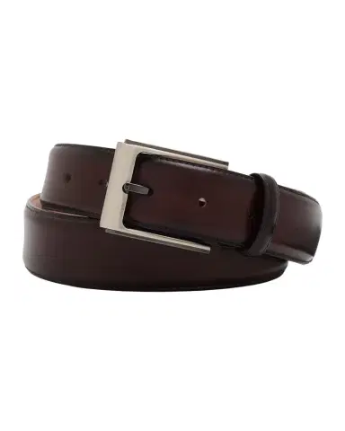 Bergdorf Goodman Men's Patina Leather Rectangle-Buckle Belt | Thumbnail 1 Bergdorf Goodman Men's Patina Leather Rectangle-Buckle Belt | Thumbnail 1