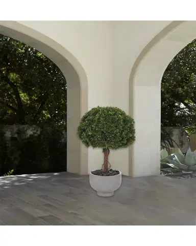 NDI Faux Boxwood Ball Topiary Plant in Concrete Planter, 40"T | Thumbnail 2 NDI Faux Boxwood Ball Topiary Plant in Concrete Planter, 40"T | Thumbnail 2