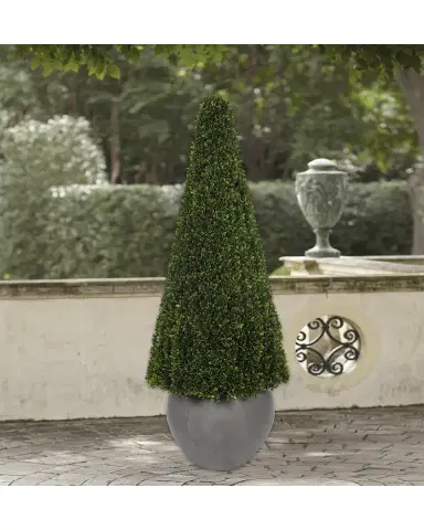 NDI Faux Boxwood Cone Plant in Concrete Pot, 67"T | Thumbnail 2 NDI Faux Boxwood Cone Plant in Concrete Pot, 67"T | Thumbnail 2
