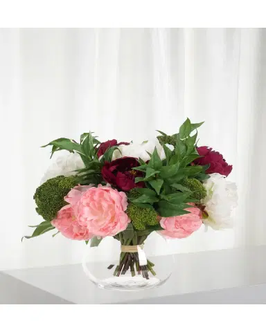 NDI Faux Pink Peony Arrangement in Cylinder Planter | Thumbnail 2 NDI Faux Pink Peony Arrangement in Cylinder Planter | Thumbnail 2