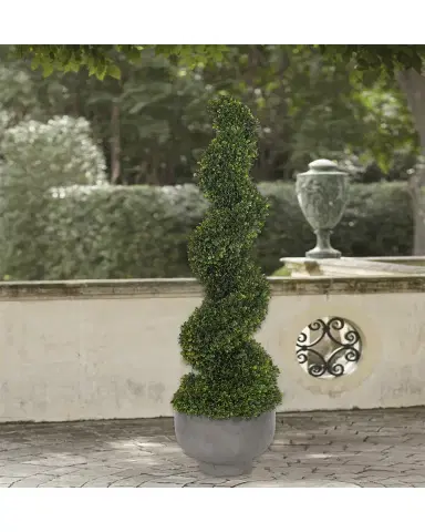 NDI Faux Boxwood Spiral Topiary Plant in Concrete Pot, 54"T | Thumbnail 2 NDI Faux Boxwood Spiral Topiary Plant in Concrete Pot, 54"T | Thumbnail 2