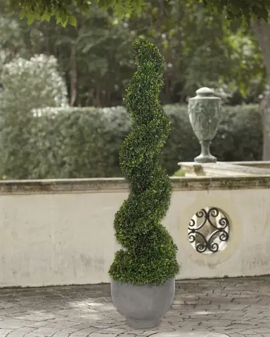 NDI Faux Boxwood Spiral Topiary Plant in Concrete Pot, 54"T | Thumbnail 1 NDI Faux Boxwood Spiral Topiary Plant in Concrete Pot, 54"T | Thumbnail 1