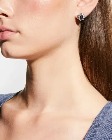 Fantasia by DeSerio 5.5mm Round Cubic Zirconia Center and Flower Earrings | Thumbnail 2 Fantasia by DeSerio 5.5mm Round Cubic Zirconia Center and Flower Earrings | Thumbnail 2