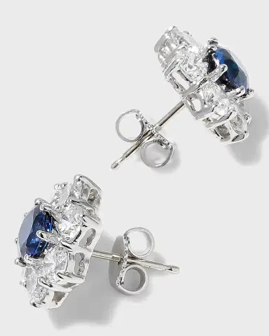 Fantasia by DeSerio 5.5mm Round Cubic Zirconia Center and Flower Earrings | Thumbnail 4 Fantasia by DeSerio 5.5mm Round Cubic Zirconia Center and Flower Earrings | Thumbnail 4