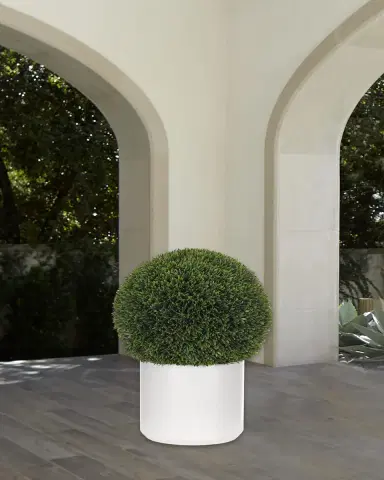 NDI Faux Boxwood Ball Plant in Ceramic Planter, 23"T | Thumbnail 2 NDI Faux Boxwood Ball Plant in Ceramic Planter, 23"T | Thumbnail 2