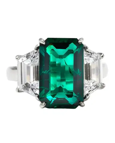 Fantasia by DeSerio Emerald-Cut Center with Trapezoid Sides Ring, Size 6-8, Emerald | Thumbnail 1 Fantasia by DeSerio Emerald-Cut Center with Trapezoid Sides Ring, Size 6-8, Emerald | Thumbnail 1