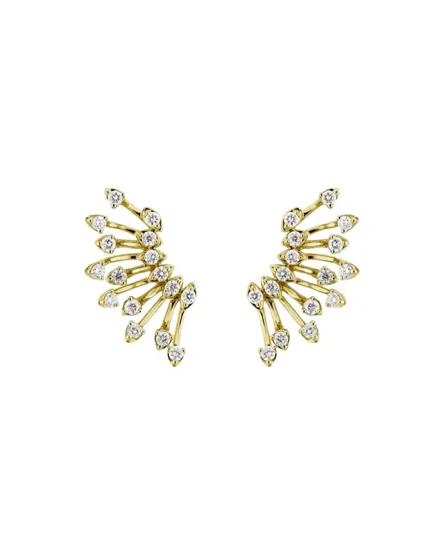 Luminus 18k Yellow Gold Diamond Semicircle Earrings Luminus 18k Yellow Gold Diamond Semicircle Earrings
