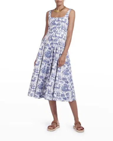 STAUD Wells Toile Poplin Midi Dress | Thumbnail 2 STAUD Wells Toile Poplin Midi Dress | Thumbnail 2