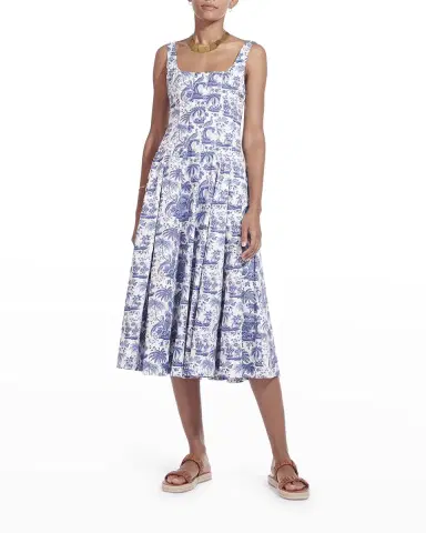 STAUD Wells Toile Poplin Midi Dress | Thumbnail 1 STAUD Wells Toile Poplin Midi Dress | Thumbnail 1