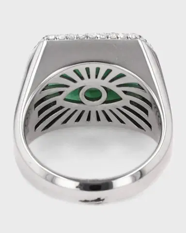 Sheryl Lowe Emerald and Diamond Halo Pave Signet Ring | Thumbnail 3 Sheryl Lowe Emerald and Diamond Halo Pave Signet Ring | Thumbnail 3