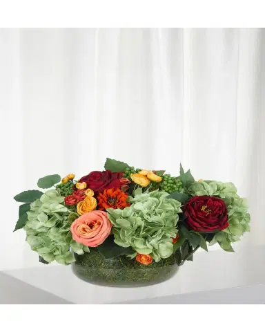 NDI Rose Hydrangea Moss Garden Faux-Floral Arrangement in Glass Bowl, 17w17d10h | Thumbnail 2 NDI Rose Hydrangea Moss Garden Faux-Floral Arrangement in Glass Bowl, 17w17d10h | Thumbnail 2