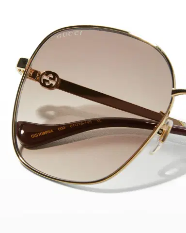 Gucci Oversized Rectangle Metal & Acetate Sunglasses | Thumbnail 5 Gucci Oversized Rectangle Metal & Acetate Sunglasses | Thumbnail 5