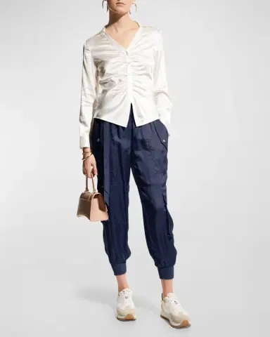 Cinq à Sept Harmony Satin Cargo Jogger Pants | Thumbnail 3 Cinq à Sept Harmony Satin Cargo Jogger Pants | Thumbnail 3