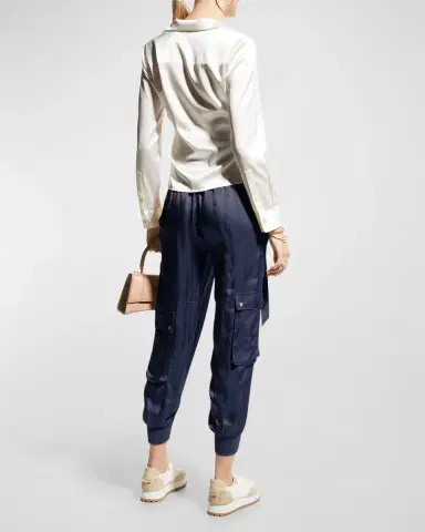 Cinq à Sept Harmony Satin Cargo Jogger Pants | Thumbnail 4 Cinq à Sept Harmony Satin Cargo Jogger Pants | Thumbnail 4