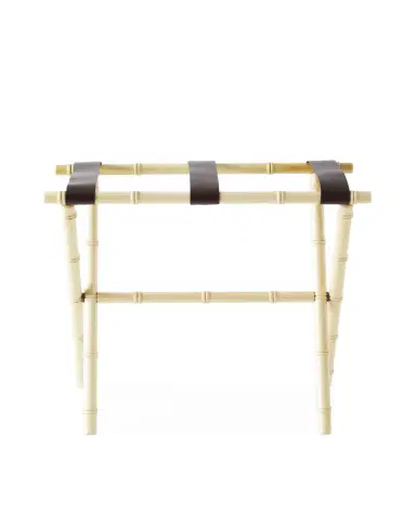 Gate House Furniture Bamboo Inspired Luggage Rack with Leather Straps | Thumbnail 4 Gate House Furniture Bamboo Inspired Luggage Rack with Leather Straps | Thumbnail 4
