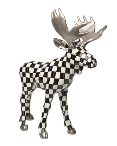 MacKenzie-Childs 22.5" Courtly Check Standing Moose | Thumbnail 1 MacKenzie-Childs 22.5" Courtly Check Standing Moose | Thumbnail 1