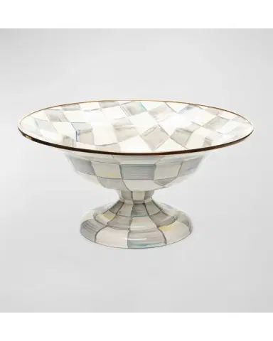 MacKenzie-Childs Sterling Check Enamel Compote Bowl, Large | Thumbnail 3 MacKenzie-Childs Sterling Check Enamel Compote Bowl, Large | Thumbnail 3