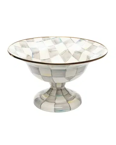 MacKenzie-Childs Sterling Check Enamel Compote Bowl, Large | Thumbnail 1 MacKenzie-Childs Sterling Check Enamel Compote Bowl, Large | Thumbnail 1