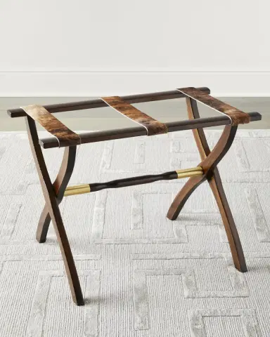 Gate House Furniture Wood Contour Leg Luggage Rack with Metal Accents | Thumbnail 3 Gate House Furniture Wood Contour Leg Luggage Rack with Metal Accents | Thumbnail 3
