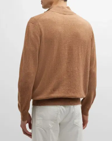 Neiman Marcus Men's Wool-Cashmere 1/4-Zip Sweater | Thumbnail 2 Neiman Marcus Men's Wool-Cashmere 1/4-Zip Sweater | Thumbnail 2